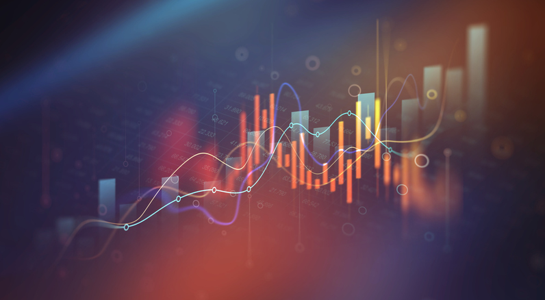 Business growth graph chart and success financial arrow up. Development graph profit and investment.